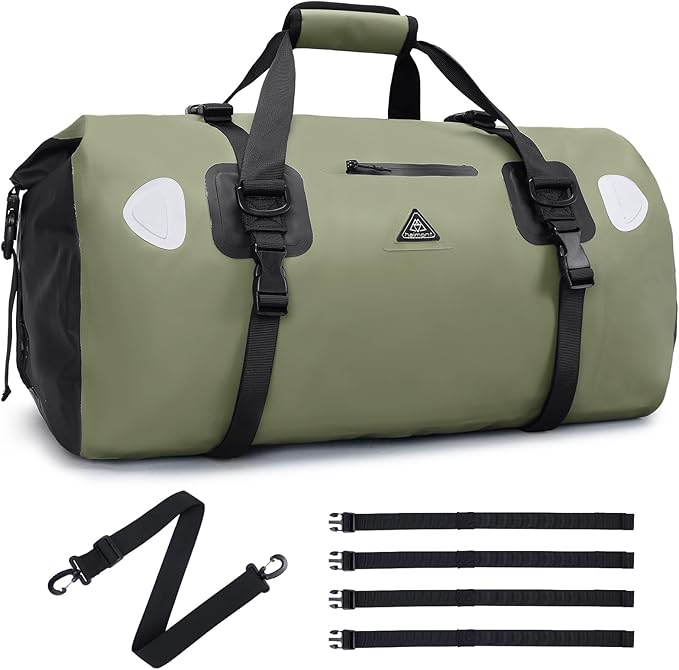 Haimont Waterproof Duffel Bag Roll-top Dry Duffel Bag with Quick-fixed Straps for Motorcycling, Rafting, Boating, SUP, Kayaking, Travel, 50L/70L