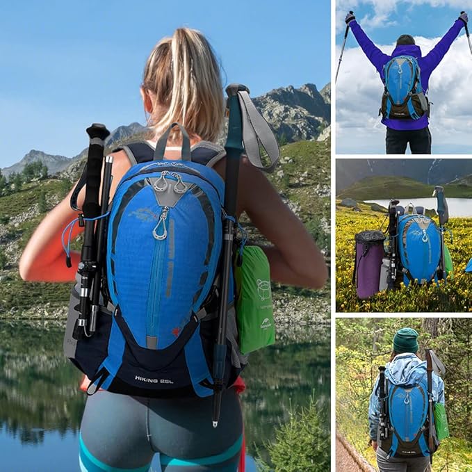 INOXTO Small Hiking Backpack with 2L Water Bladder and Rain Cover, 25L Hydration Daypack for Travel, Cycling, Camping, Outdoor