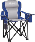 Padded Camping Chairs for Adults, Oversized Folding Outdoor Chairs, Weight Capacity 475lbs, with Cooler Bag, Cup Holder, Storage Pocket Carry Bag - Blue Color