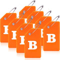 8 Pcs Luggage Tags for Suitcases, 26 Initial Letter Travel Luggage Baggage Identification Labels ID Tags Fully Bendable Tags with Stainless Steel Loop (Letter B, Orange)