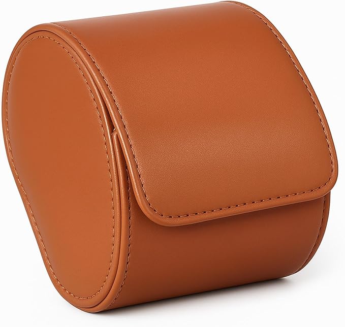 Homde Travel Watch Box Leather: Traveling Case for Men - Luxury Watch Roll for Wristwatch on the Go (brown, S)