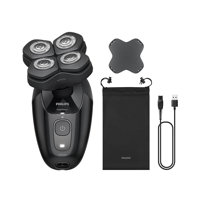 Philips Norelco Head Shaver Pro 5000 Series - Skull Shaver for Men and Women, 360° Flexing Head & ComfortCut Blades for Clean Shave, Gentle on Skin, Model HS5980/40