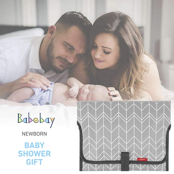 Portable Changing Pad for Baby, Waterproof Travel Changing Pads for Moms, Dads, with Built-in Pillow, Excellent Baby Shower, Registry Gifts