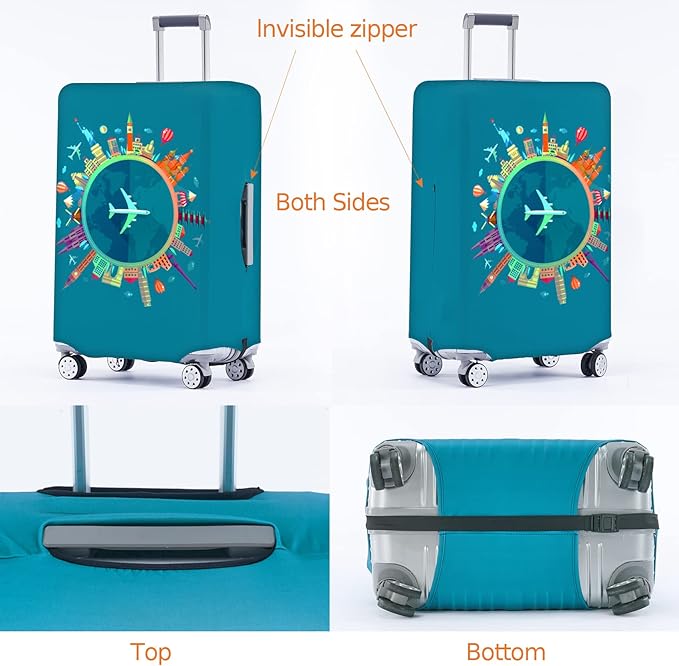 Travelkin Luggage Covers With Tag For Suitcases Tsa Approved,Suitcase Covers Protector Fit 18-32 Inch Luggage M(22-25inch suitcase)