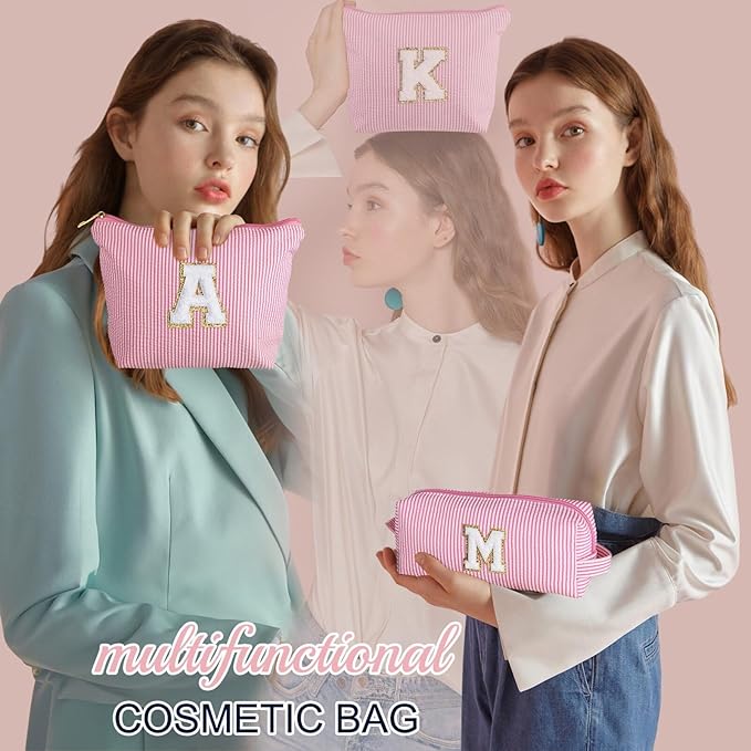 YOOLIFE Birthday Gift for Kids Teen Girls Gifts for Girls, Pink Makeup Bag Cosmetic Bag Daughter Sister Gifts Birthday for Women Teacher Gifts Preppy Makeup Bag Mothers Day Gifts L