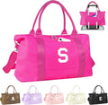 Overnight Bag for Kids Teen Girls Weekender Dance Bag Birthday Graduation Gifts,Initial Travel Duffel Bag Sports Gym Bag Personalized Weekender Bag Carry On Bags Preppy Gifts for Women(Hot Pink, S)
