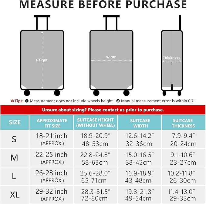 Travelkin Luggage Covers For Suitcase Tsa Approved,Suitcase Cover Protector Fit 18-32 Inch Luggage (Coloured Leaves, S)