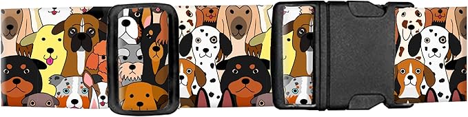 Luggage Straps for Suitcases, Adjustable Travel Belt, Durable Wide Luggage Strap, Cute Suitcase Strap Identifiers with Buckle, Bag Straps for Luggage, Cute Colorful Dogs