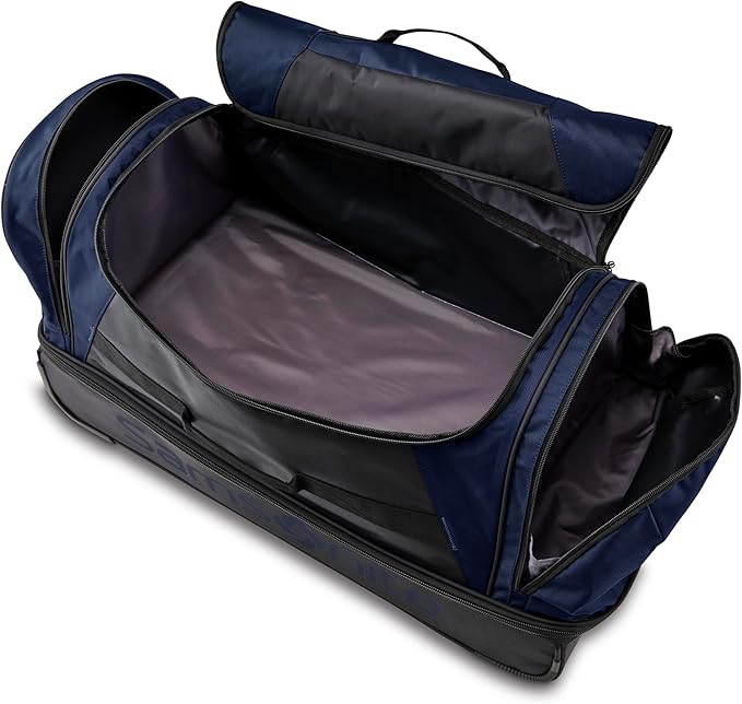 Samsonite Andante 2 Wheeled Duffel Bag – 32-Inch Durable Rolling Luggage with Inline Skate Wheels, Push-Button Handle & Spacious Compartments – Travel-Friendly and Lightweight- Navy/Black