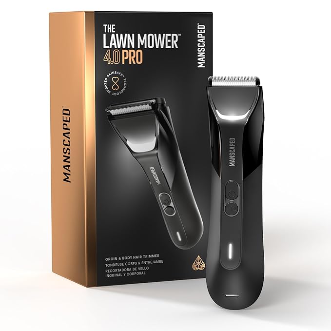 MANSCAPED® The Lawn Mower® 4.0 PRO - Groin & Body Hair Trimmer, Updated SkinSafe® Trimmer Blade, Waterproof Wet/Dry Groomer, USB-C & Wireless Charging Compatible, Men’s Ball Shaver with Travel Lock