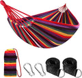 ANYOO Cotton Hammock Portable Camping Hammocks for Hanging Sturdy Garden Comfortable Fabric Hammock with Tree Straps Up to 660lbs with Travel Bag for Camping Outdoor/Indoor Patio Backyard