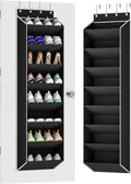 Over The Door Shoe Organizer Storage Fit 16-24 Pairs Hanging Shoe Rack Organiser for Closet Door, Deep Pocket Shoe Holder for Sneakers,Boots Storage(1 Pack Black)
