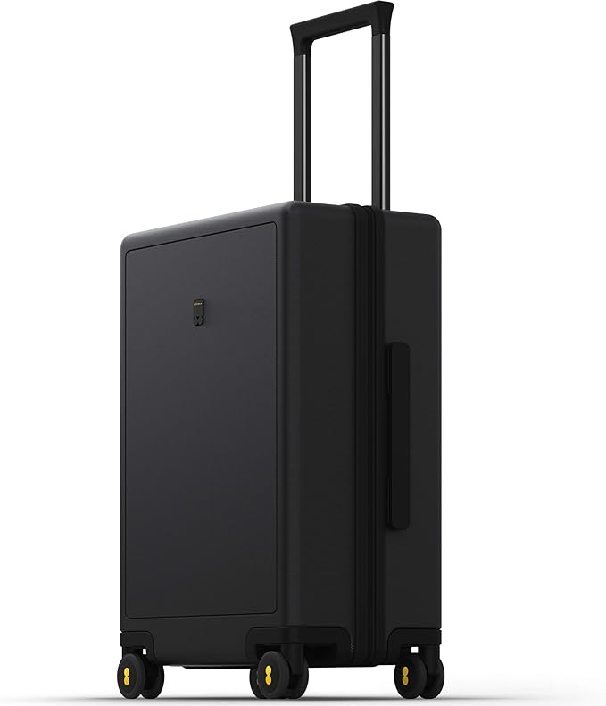 LEVEL8 Hard Shell Carry on Luggage Airline Approved, Carry-on Suitcases with Wheels, Lightweight Luminous Textured Hardside Travel Bag with Tsa Lock, 20 Inch, Black
