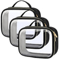 PACKISM TSA Approved Toiletry Bag, 3 Pack Clear Makeup Bags with Handle Large Opening, Clear Toiletry Bags Fit Carry-on Travel Essentials, Quart-sized Travel Bags for Toiletries, Black