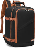 Kono Carry on Backpack, 16" Airplane Approved Under Seat Travel Backpack for Men and Women, Waterproof Lightweight Daypack for Flight 20L, Black/Brown