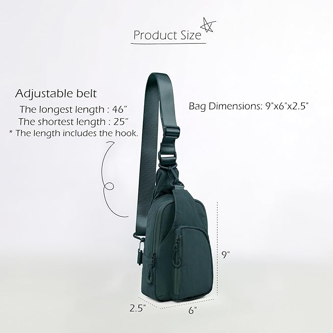ODODOS Daily Sling Bag with Adjustable Straps Crossbody Chest Bag Lightweight Small Backpack for Casual Traveling Hiking