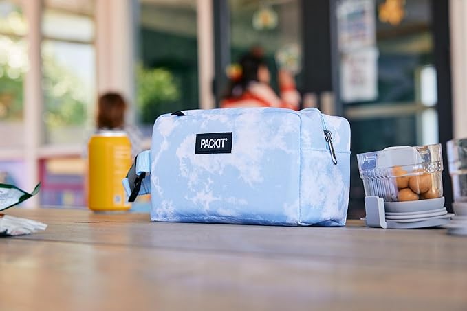 PackIt Freezable Snack Box, Tie Dye Sorbet, Built with ECOFREEZE Technology, Collapsible, Reusable, Zip Closure with Buckle Handle, Great for All Ages and Fresh Snacks on the go