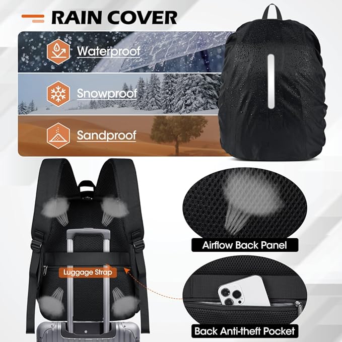 SDYSM Camera Bag Backpack Professional for DSLR SLR Mirrorless Camera Waterproof Laptop Back Pack 15.6 Inch with Rain Cover Anti Theft Travel Case Large Capacity Photography Backpack Black