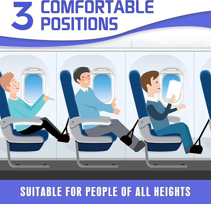 2-Pack Airplane Foot Hammock for Plane Travel - Travel Essentials Length Adjustable Airplane Foot Rest - Long Flight Must Haves