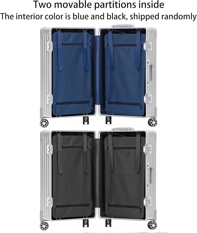 Metal All Aluminum Carry-on Luggage TSA Customs Lock Zipperless Silent Rotary Wheel Business Suitcase Aluminum Frame Set (red, 28 '')