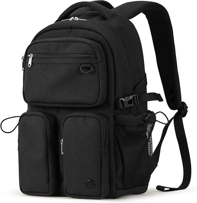 mixi Travel Laptop Backpack, Lightweight Durable School Bookbag Men Woman 15.6" Computer Bag, Water Resistant Outdoor Hiking Backpacks With Multifunction Pockets, 17 Inch, Black