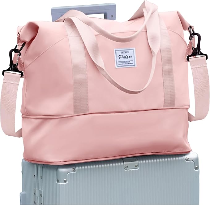 Travel Duffel Bag, Sports Tote Gym Bag, Shoulder Weekender Overnight Bag for Women