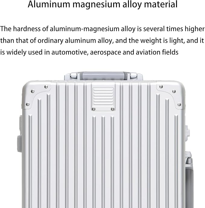 Metal All Aluminum Carry-on Luggage TSA Customs Lock Zipperless Silent Rotary Wheel Business Suitcase Aluminum Frame Set (red, 26 '')