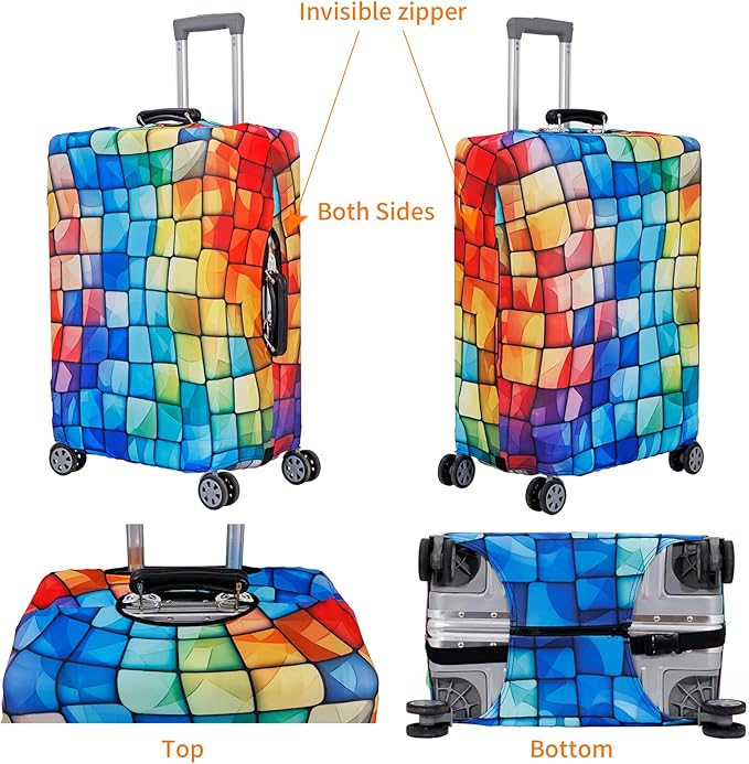 MosaiRudo Travel Luggage Covers For Suitcase Tsa Approved,Suitcase Cover Protector Fit 18-32 Inch Luggage Travel Accessories (T2483, L)