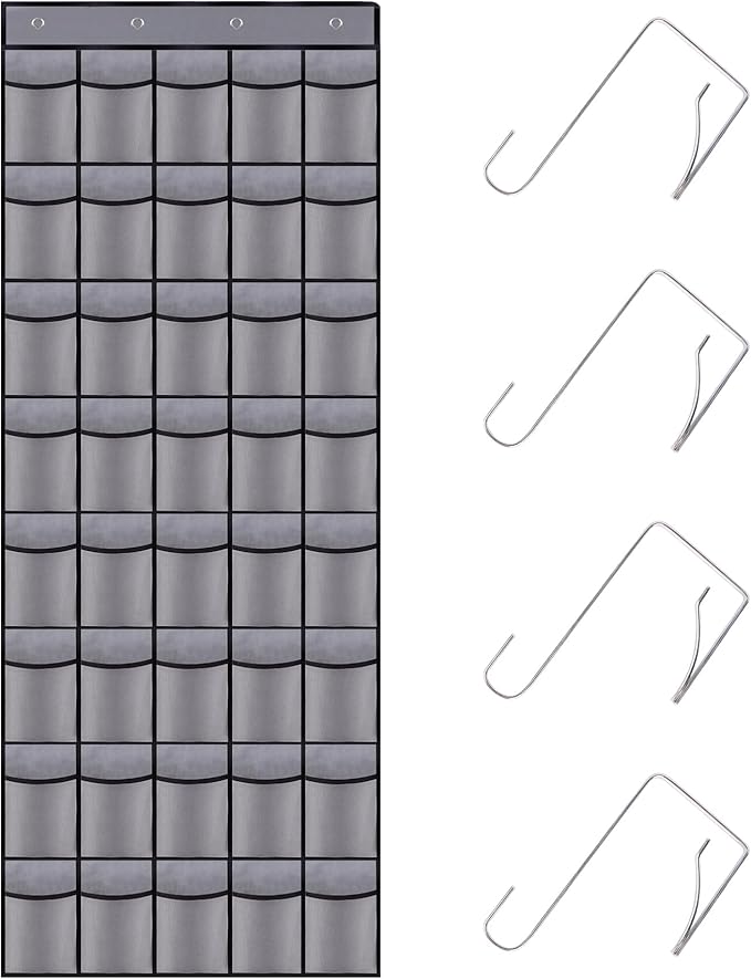 40 Mesh Pocket Over the Door Shoe Organizer,Hanging Shoe Rack for Closet Storage Holder for Dorm Room College Classroom Storag(Grey)