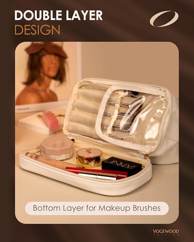 Birthday Gifts for Women 20s, Personalized Makeup Bag with Handle, Initial Double Layer Cosmetic Bag with Makeup Brush Organizer, Cute Cosmetic Pouch for Women, Gifts for Friends Female