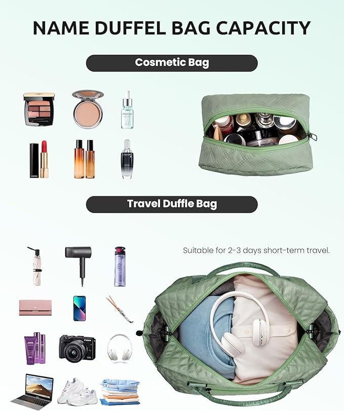 Personalized Travel Gifts for Women-Initial Travel Bag with Shoe Compartment, Personalized Weekender Bag, Monogram Overnight Bag for Women, Letter Travel Bag with Makeup Bag (Letter S)