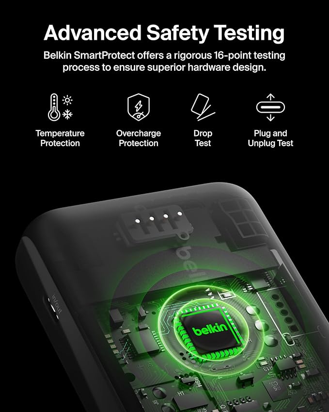 Belkin Portable Charger, Power Bank with Integrated Cable 10000 mAh 20W - Fast Charge USB C Power Delivery, iPhone Charger - iPhone 16 Series, iPad Pro, Galaxy S25, & More - Pink