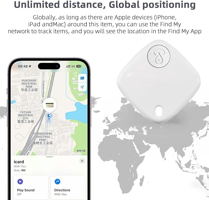 Bluetooth Tracker Keys Finder and Item Locator (iOS Only); Up to 200 ft Find Nearby, Phone Finder, Replaceable Battery, Suitable to Track Keys/Backpacks/Luggage/Suitcases. 1-Pack