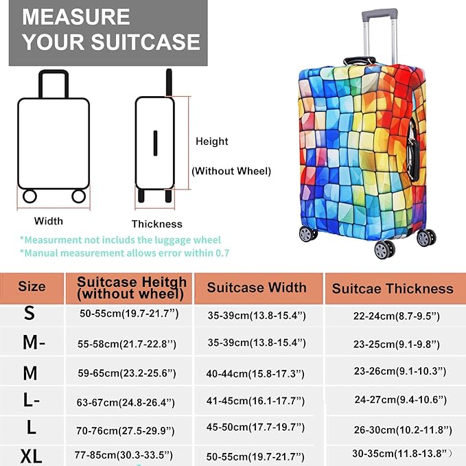 MosaiRudo Travel Luggage Covers For Suitcase Tsa Approved,Suitcase Cover Protector Fit 18-32 Inch Luggage Travel Accessories (T2483, L)
