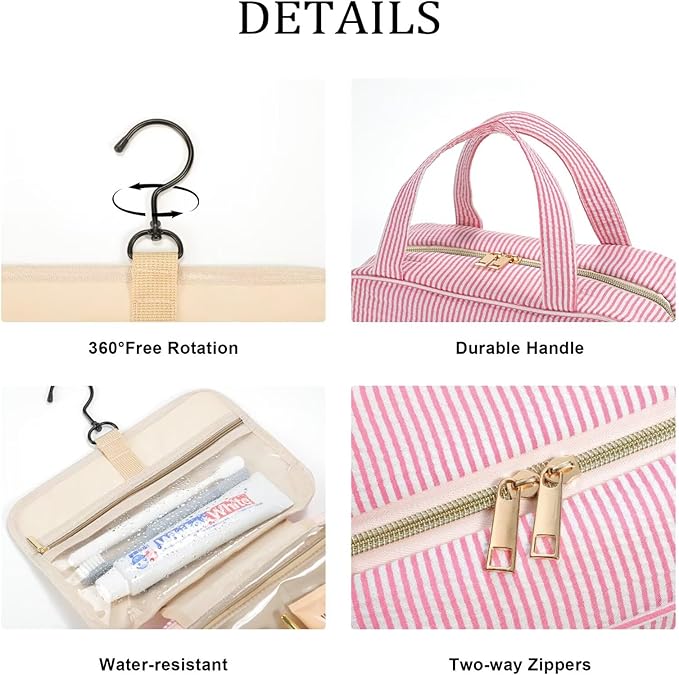 YOOLIFE Hanging Toiletry Bag for Women - Travel Toiletry Bag Makeup Bag, Portable Toiletries Cosmetic Bag, Airplane Travel Essentials - Letter P, Blue