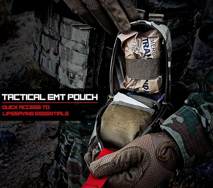 Tourniquet Pouch (Israeli Bandage + IFAK Pouch), Small Trauma Medical Kit Tactical First Aid for Camping and Hiking (Camouflage)