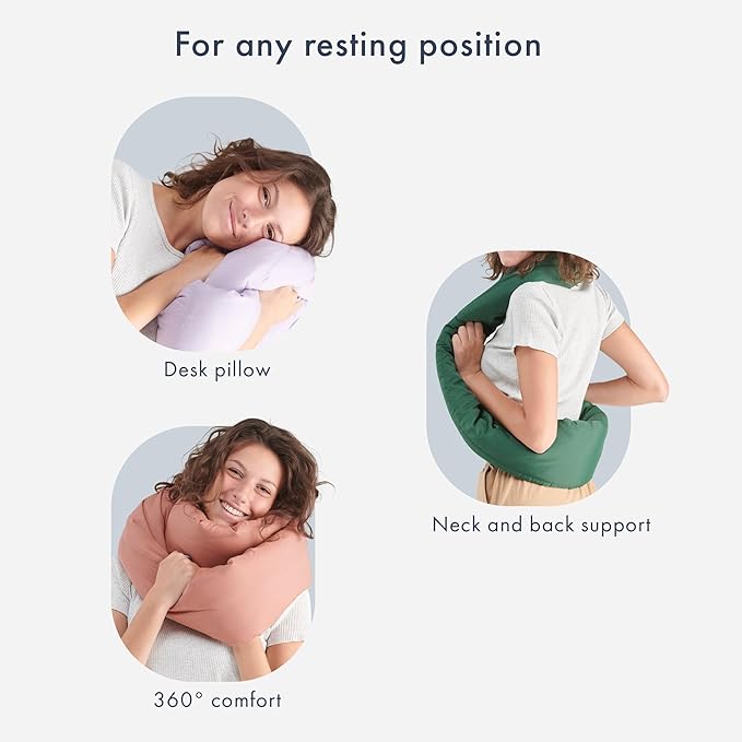 Huzi Infinity Pillow - Travel Neck Pillow - Versatile Soft 360 Support Scarf - Machine Washable - Home Travel Flight Road Trips Airplane Sleeping (Rose)