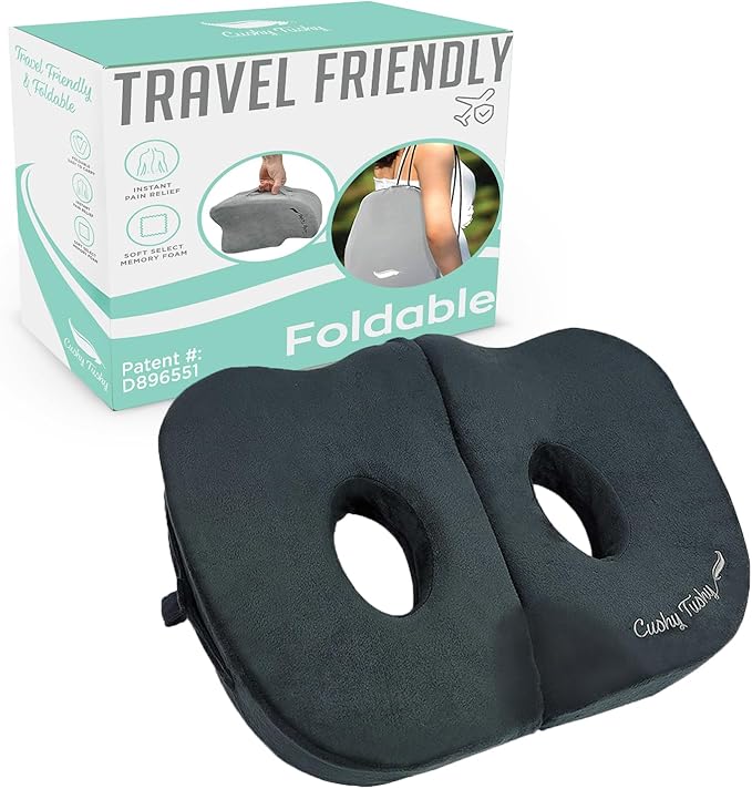 Foldable Sit Bone Seat Cushion - for Sit Bone Pain, Hip, Butt, Ischial Tuberosity, Hamstrings, and Sciatica Pain Relief - for Home, Office, and Driving…