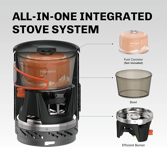 Fire-Maple "Fixed Star 1" Backpacking and Camping Stove System | Outdoor Propane Cooking Gear | Portable Pot/Jet Burner Set | Ideal for Hiking, Trekking, Fishing, Hunting Trips and Emergency Use
