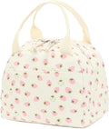 Bluboon Lunch Bag for Women Men Cute Corduroy Lunch Tote Bags Reusable Insulated Lunch Box Large Capacity Reusable Insulated Cooler for Work Picnic or Travel (Beige strawberry)