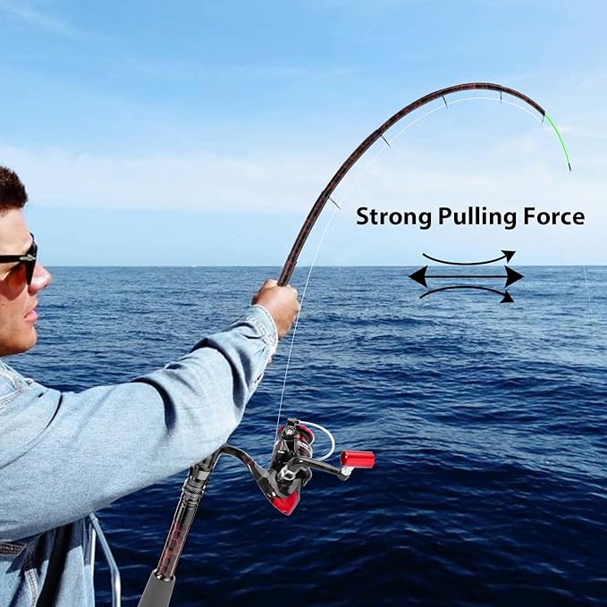Fishing Rod and Reel Combos, Unique Design with X-Warping Painting, Carbon Fiber Telescopic Fishing Rod with Reel Combo Kit with Tackle Box, Best Gift for Fishing Beginner and Angler