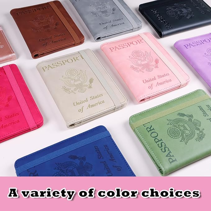 Melsbrinna Rfid Passport Holder for Travel women/Men, Cute Passport Wallet Rfid Blocking Card Slots, Rfid Passport Cover/CaseTravel Wallet, Passport Book Holder (1, Pink2)
