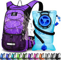 Insulated Hydration Backpack Pack with 3L BPA Free Leak Proof Water Bladder, Large Storage Lightweight Hiking Daypack with Waist Pouches & Cooler Layer, for Running, Biking, Camping, Festival