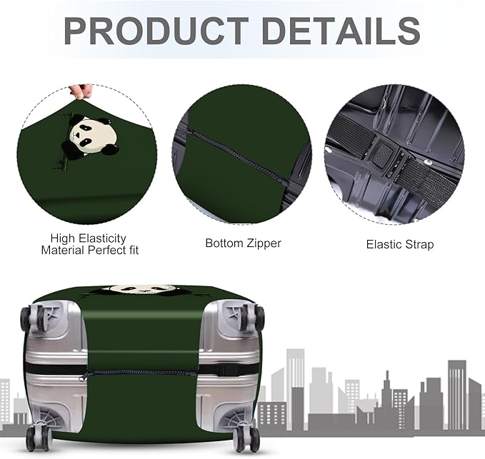 ANNA QUEEN Panda Luggage Cover, Cute Panda Design Suitcase Protector, Stretchable Washable Travel Sleeve for 24-26 Inch Luggage