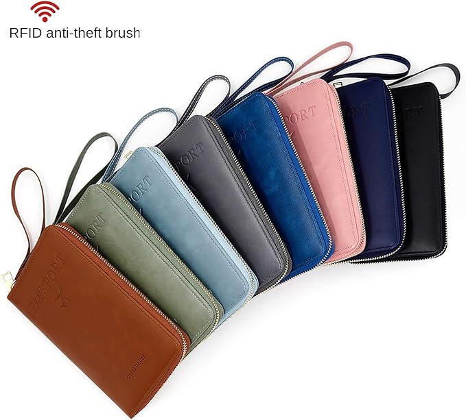 Rowgins Rfid Blocking Passport Holder Wallet, Rowgins Rfid Passport Holder with Zipper, PU Leather PassportHolder for Travel (BLACK)