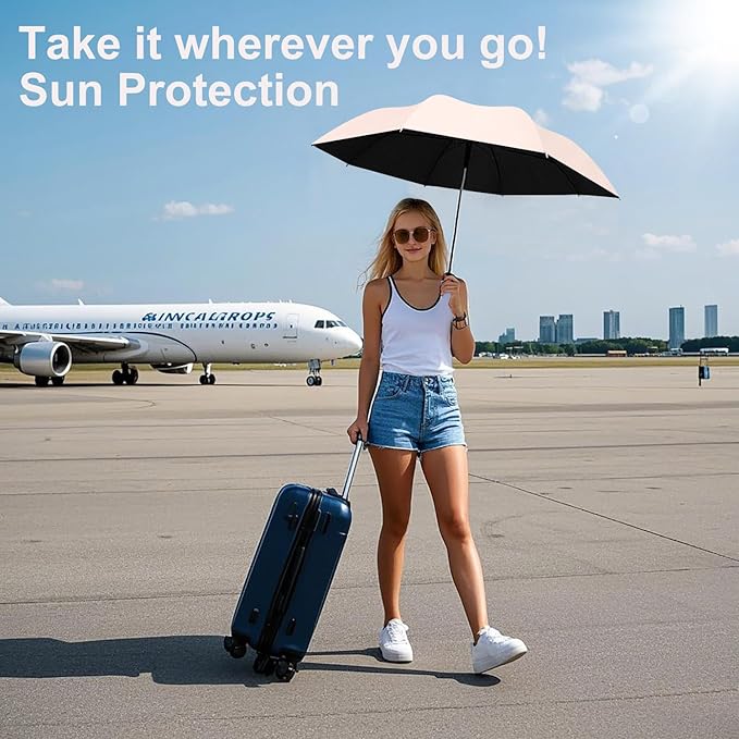 BAODINI Travel Mini Umbrella for Purse With Case Small Compact UV Sun Protection Sun Lightweight Tiny Pocket Umbrella for Women Kids and Men