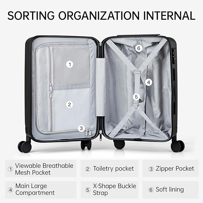 MILADA 2 Piece Luggage Sets, Hard Case Luggage set TSA Approved, Suitcase With Wheels Set 20 Inch Carry On Bag Luggage 28 Inch For Long Trip, Smoke White