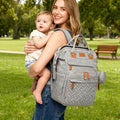 Baby Diaper Bag Backpack with Changing Station, Waterproof Large Capacity Baby Bag with USB Charging Port, Lightweight Travel Backpack Diaper Bag with Portable Crib - Grey