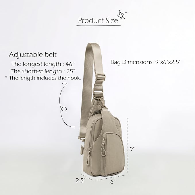 ODODOS Daily Sling Bag with Adjustable Straps Crossbody Chest Bag Lightweight Small Backpack for Casual Traveling Hiking