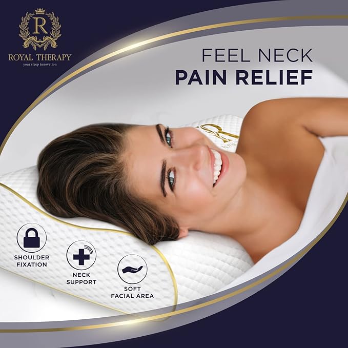 Royal Therapy 2-Pack Queen Memory Foam Pillow, Cervical, Queen Contour Pillow, Orthopedic Pillow for Neck Support, Neck Pain, Side Sleepers, CertiPUR-US
